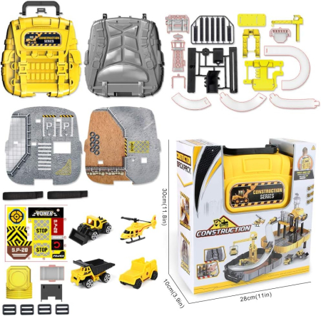 Set Parcare Santier 2 in 1 cu Masinute, Macara si Rucsac [1]