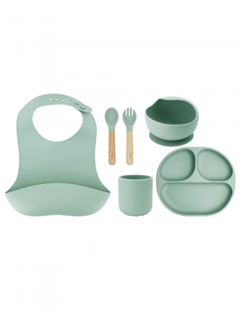 Pentru Bebe - Set pentru diversificare din silicon, Momi Ami - Green