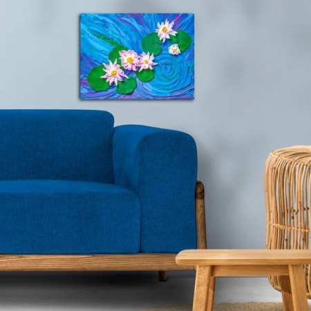 Set pictura 3D cu argila usoara, 30*40cm - Water Lilies [4]