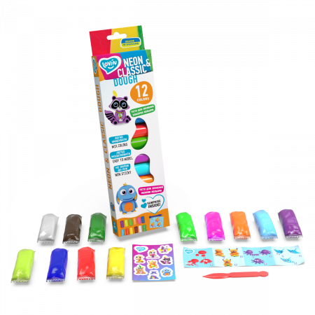 Set plastilina Lovin 12pcs*15gr - Neon&Classic [1]