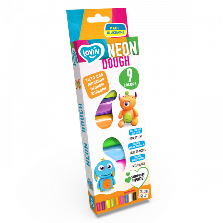 Copii 3 ani+ - Set plastilina Lovin 9pcs*15gr - Neon