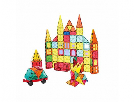 Copii 3 ani+ - Set STEM constructii magnetice 3D Magnetic 78 piese