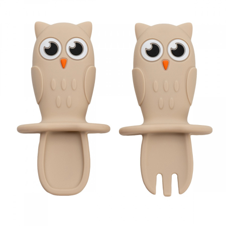 Set Tacamuri din silicon, AppeKids, OWL - Bubble Beige [4]