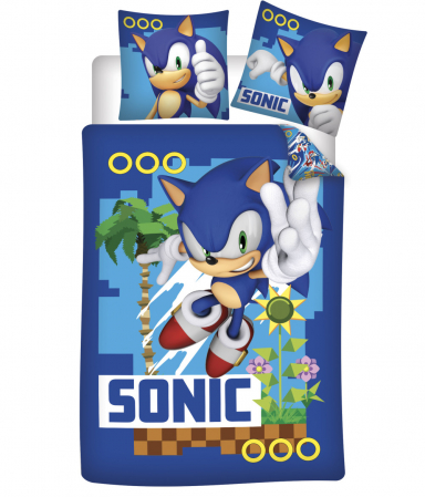 Lenjerii de pat copii si bebe - Ariciul Sonic Coin Chase Lenjerie de Pat Copii 140×200cm, 70×90 cm