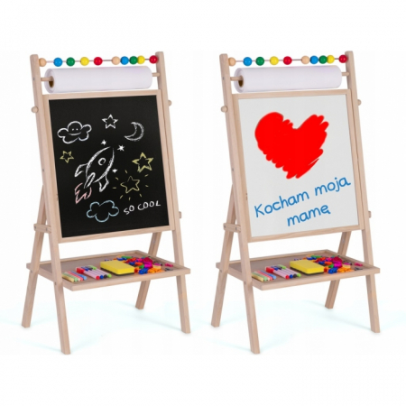Bebe 9 luni+ - Tabla educationala cu doua fete si accesorii Ricokids RK-802, 78 x 44 x 29 cm, Natur