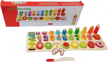 Articole pentru scoala si gradinita - Tabla Educativa Logaritmica 3 in 1 - 85 piese, Fructe de Taiat