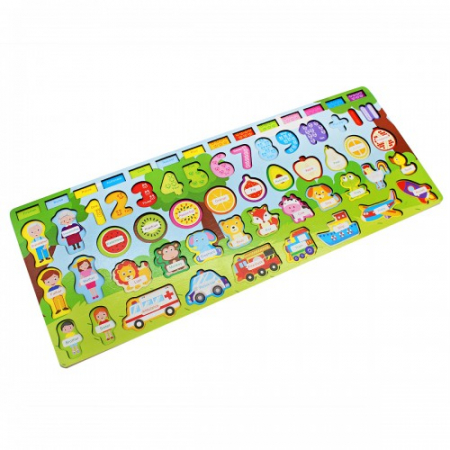 Placa logaritmica 7 in 1 din lemn - jucarie educativa