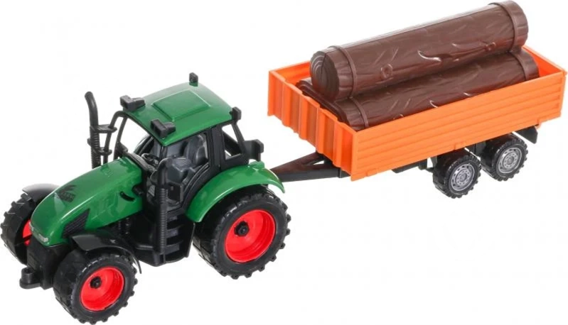 Jucarii copii si bebe - Tractor de Jucarie cu Remorca si Busteni, 36 cm
