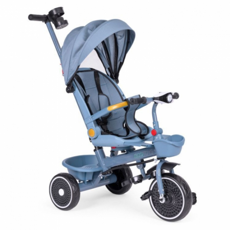 Jucarii de exterior - Tricicleta 2 in 1 pentru copii, scaun rotativ 360°, roti din spuma EVA, Ecotoys WQL-066-18 - Albastru