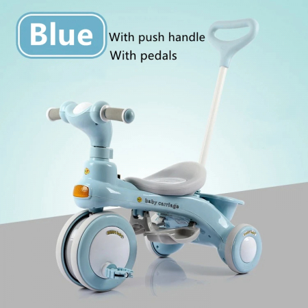 Copii 3 ani+ - Tricicleta cu Pedale si Maner de Impins Baby Carriage