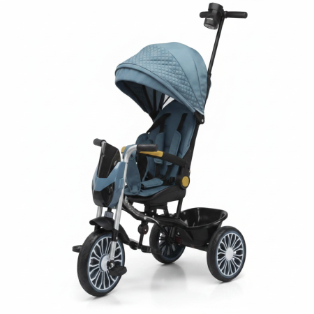 Tricicleta Evolutiva pentru Copii cu Maner Parental si Copertina Reglabila, Centura de Siguranta, Scaun Confortabil, ALBASTRU [1]