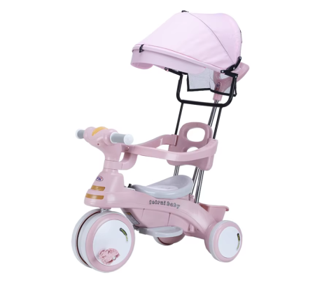 Tricicleta Roz 3 In 1 Pentru Copii Cu Maner Parental, Spatar Si Functie Muzicala [2]