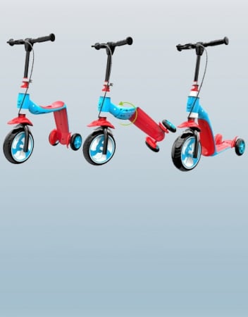 Trotinete - Bicicleta convertibila 2 în 1 albastru/rosu