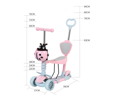 Trotineta cu Roti LED, 5 in 1, Reglabila pe Inaltime, Cosulet, Maner Parental [8]