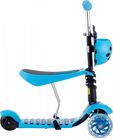 Trotineta pentru Copii cu Lumini 5 in 1, Cosulet Buburuza, Maner de Impins fara Pedale [5]