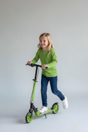Trotinete - Trotineta Pliabila Copii Cu Roti Mari 28 Cm Si Frana Pe Ghidon - Verde
