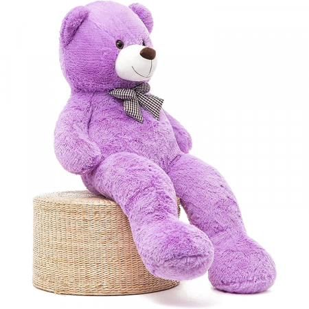 Urs de Plus Mov pentru Copii, Moale si Pufos, cu Fundita [5]