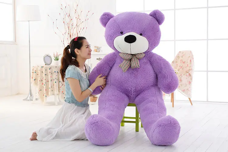 Urs de Plus Mov pentru Copii, Moale si Pufos, cu Fundita [6]