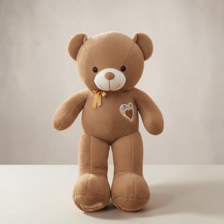Jucarii de plus - Ursulet de Plus 120 cm, Fundita Caramel, Broderie pe Piept „Sweet Love”, CIOCOLATIU