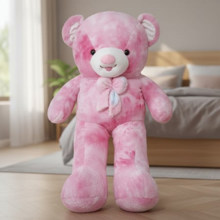 Jucarii de plus - Ursulet de Plus 130 cm, Roz in Nuante Degrade cu Fundita, pentru Copii si Bebelusi, Fucsia si Roz Bombon