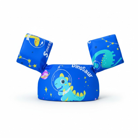 Colac inot copii - Vesta de Inot pentru Copii cu Aripioare Integrate, Model Dinozaur Astronaut, Albastru
