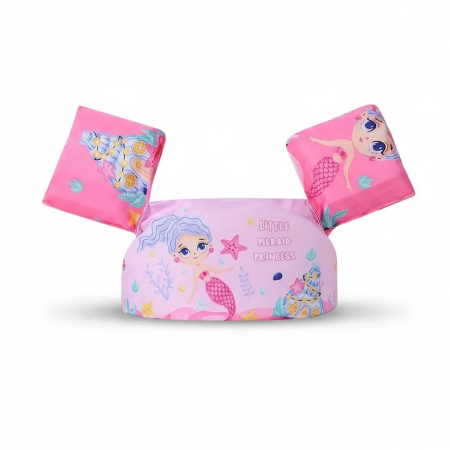 Colac inot copii - Vesta de Inot pentru Copii cu Aripioare Integrate, Model Printesa Sirena, Roz