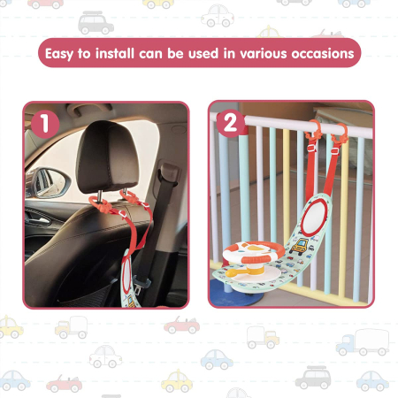 Volan Interactiv pentru Scaunul Auto, Jucarie Muzicala cu Lumini, Oglinda si Sunete pentru Copii [2]