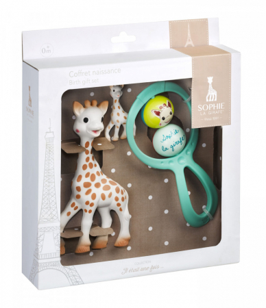 Jucarii copii si bebe - Vulli Set cadou Girafa Sophie, zornaitoare"Swing" si breloc