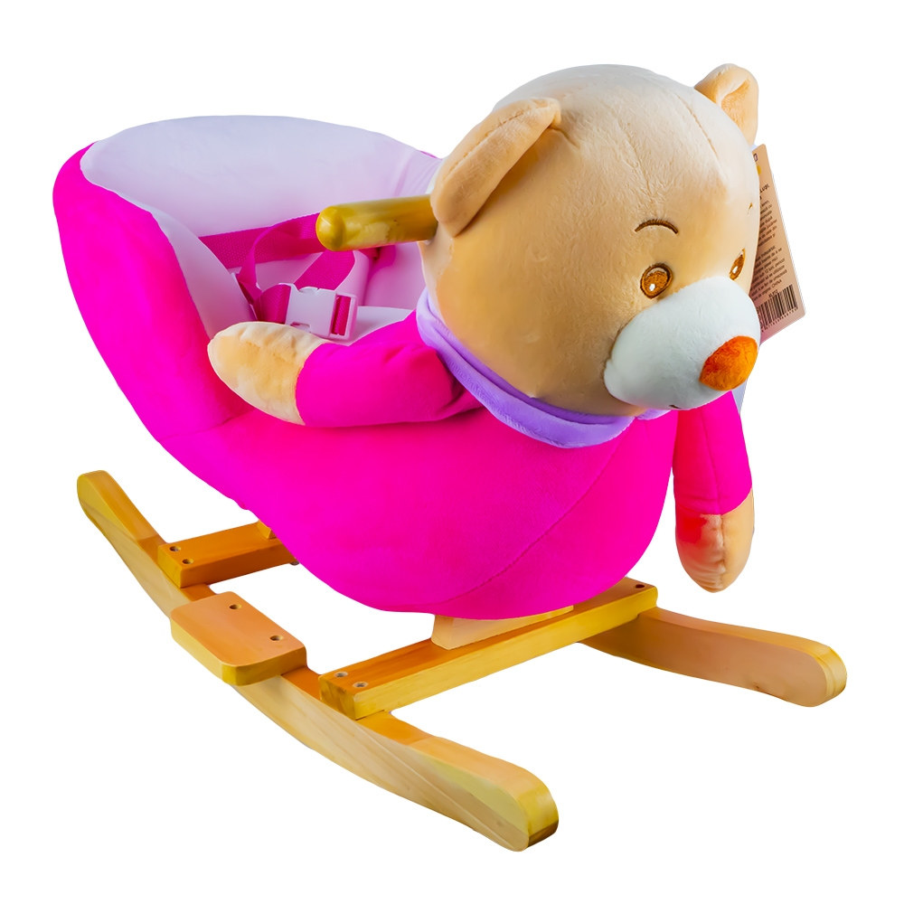 Balansoar pentru bebelusi, Ursulet, lemn + plus, roz, 60x34x45 cm [1]