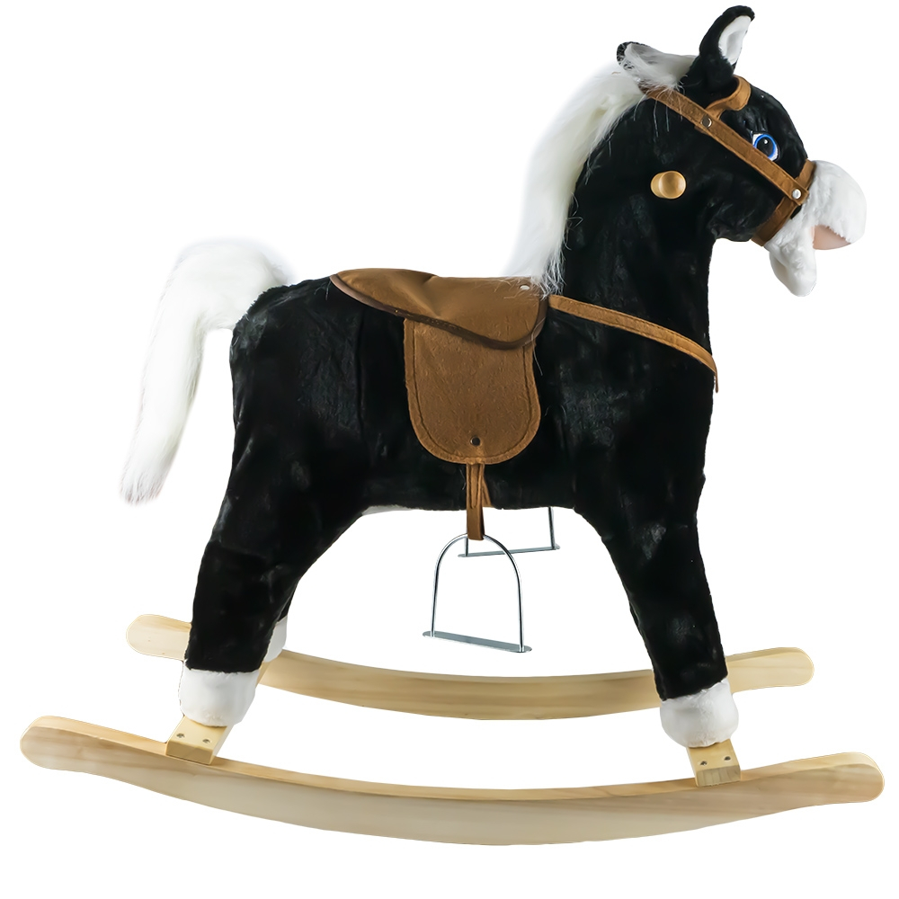 Calut balansoar, lemn + plus, negru, 78x28x68 cm [2]