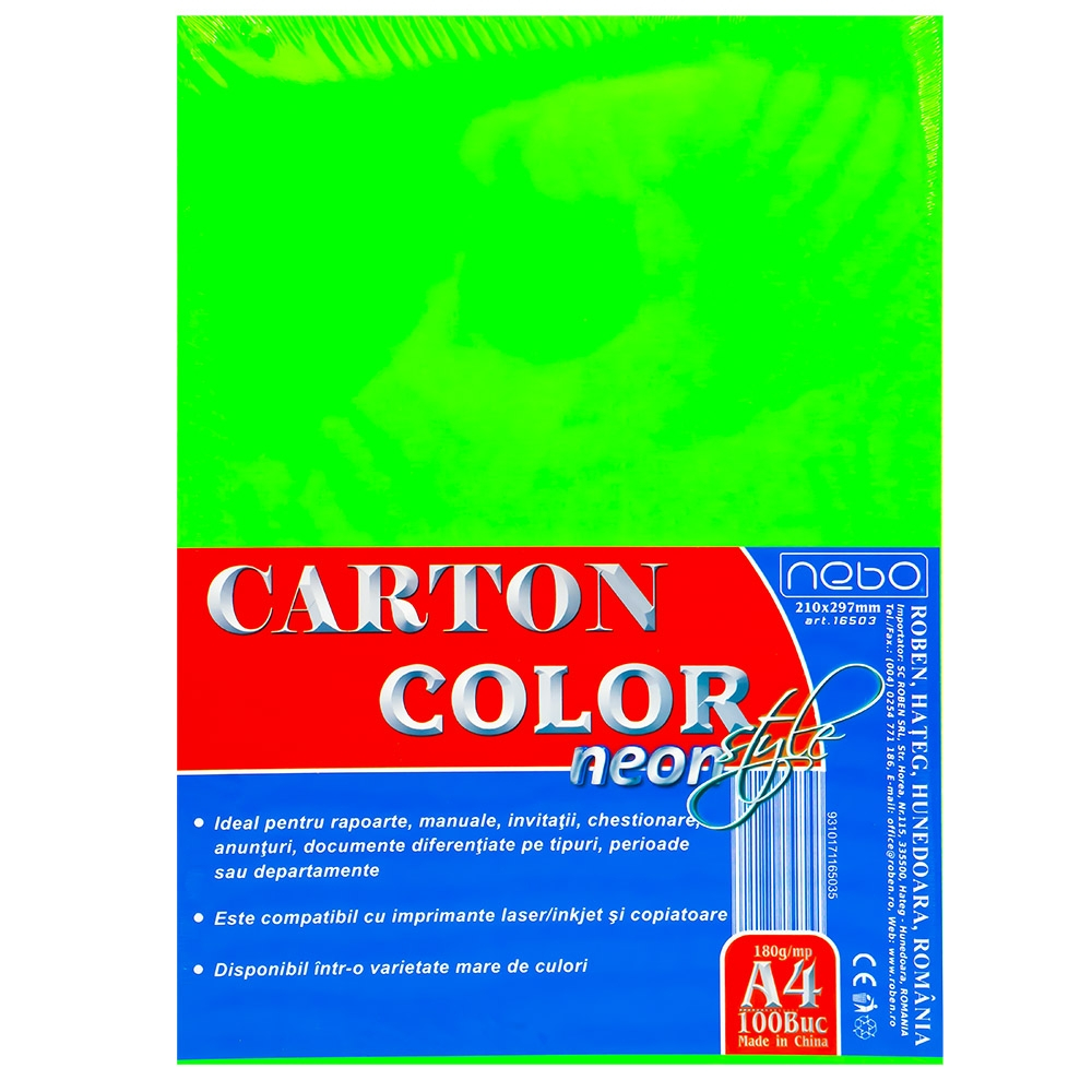 Carton color A4 180g NEON Set 100 - NEBO [4]