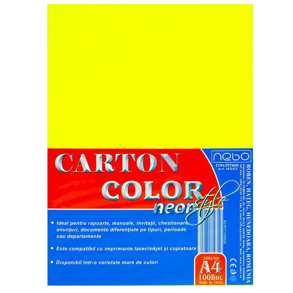 Carton color A4 180g NEON Set 100 - NEBO [3]
