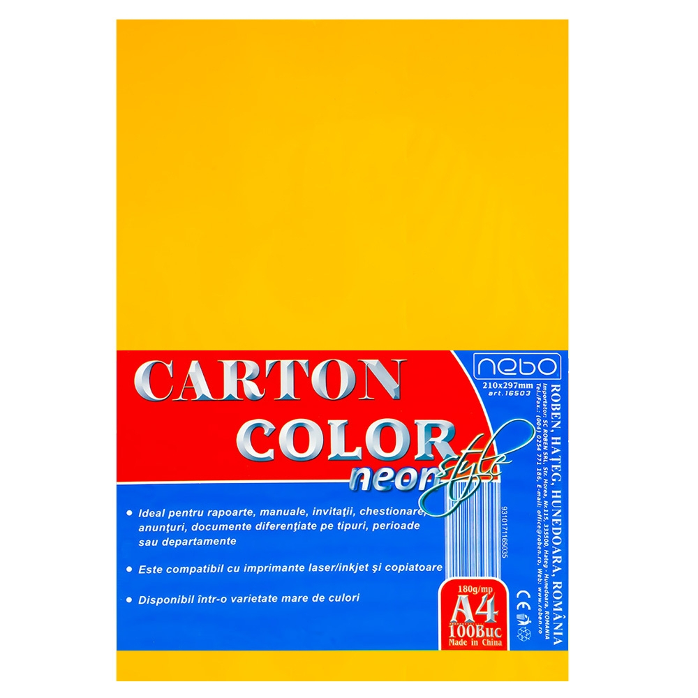 Carton color A4 180g NEON Set 100 - NEBO [5]
