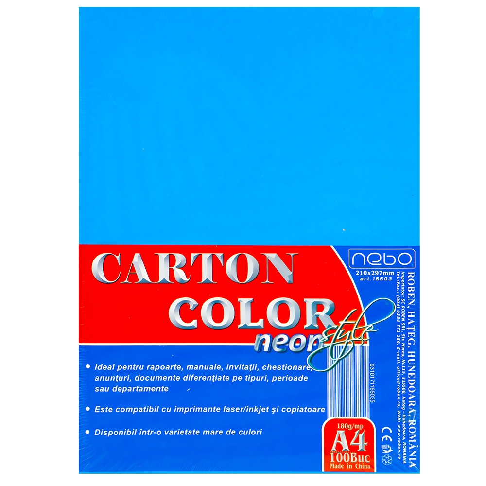 Carton color A4 180g NEON Set 100 - NEBO [2]