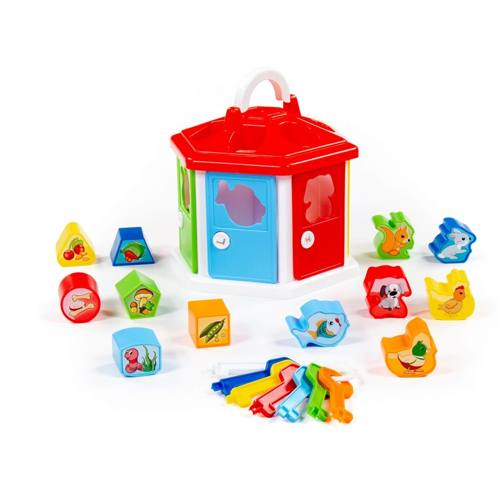Casuta educativa + forme si chei, 22,4x19,5x21,3 cm, Polesie [3]