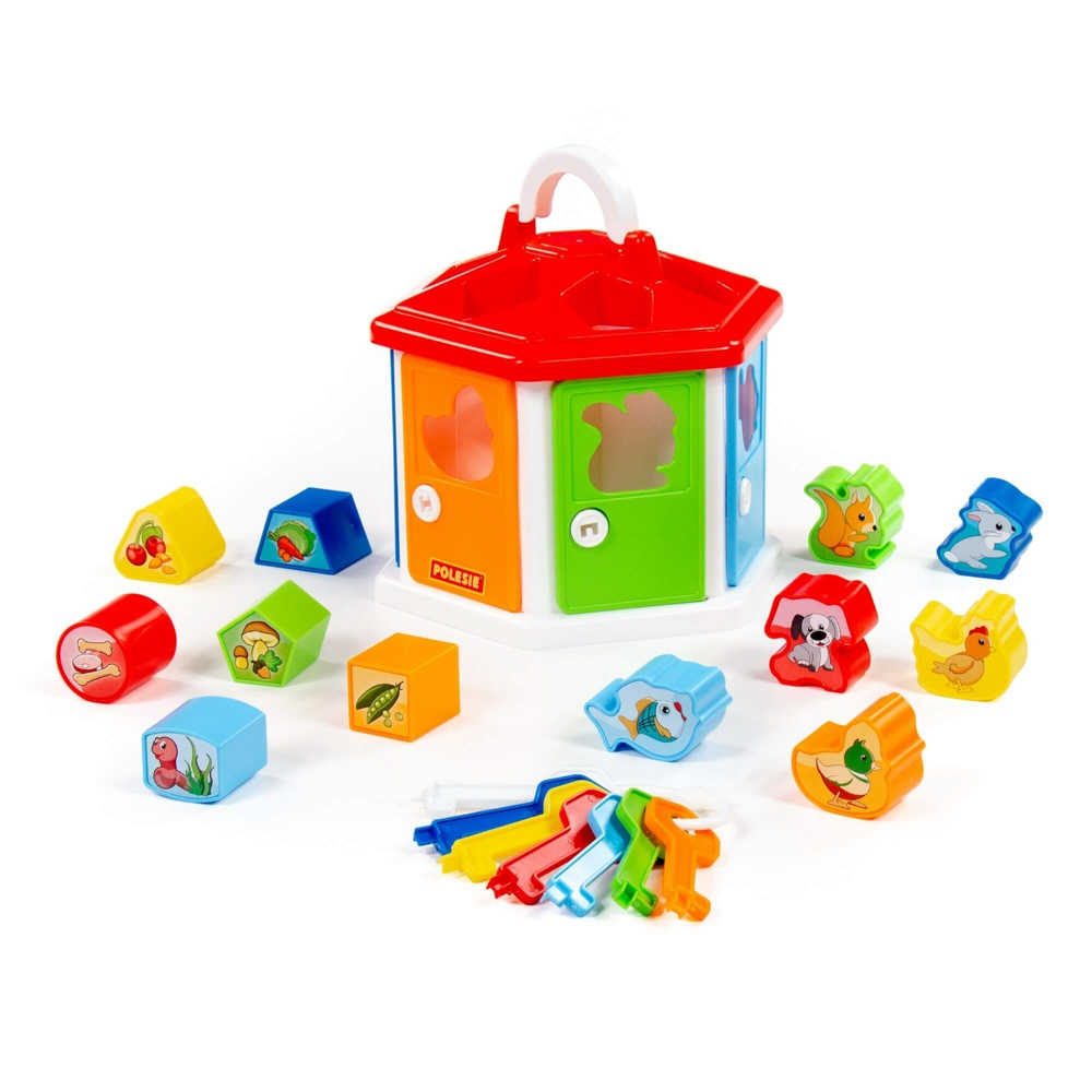 Casuta educativa + forme si chei, 22,4x19,5x21,3 cm, Polesie [2]