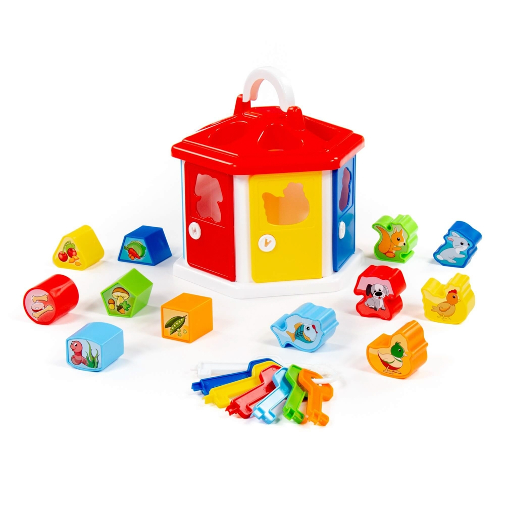 Casuta educativa + forme si chei, 22,4x19,5x21,3 cm, Polesie [4]