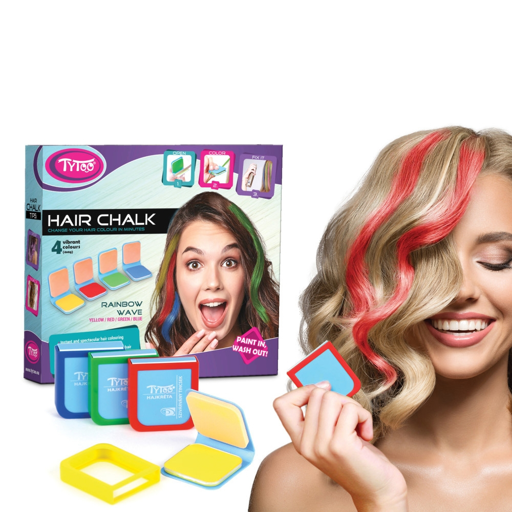 Creta colorata pentru par, 4 cul/set, Rainbow Wave [1]