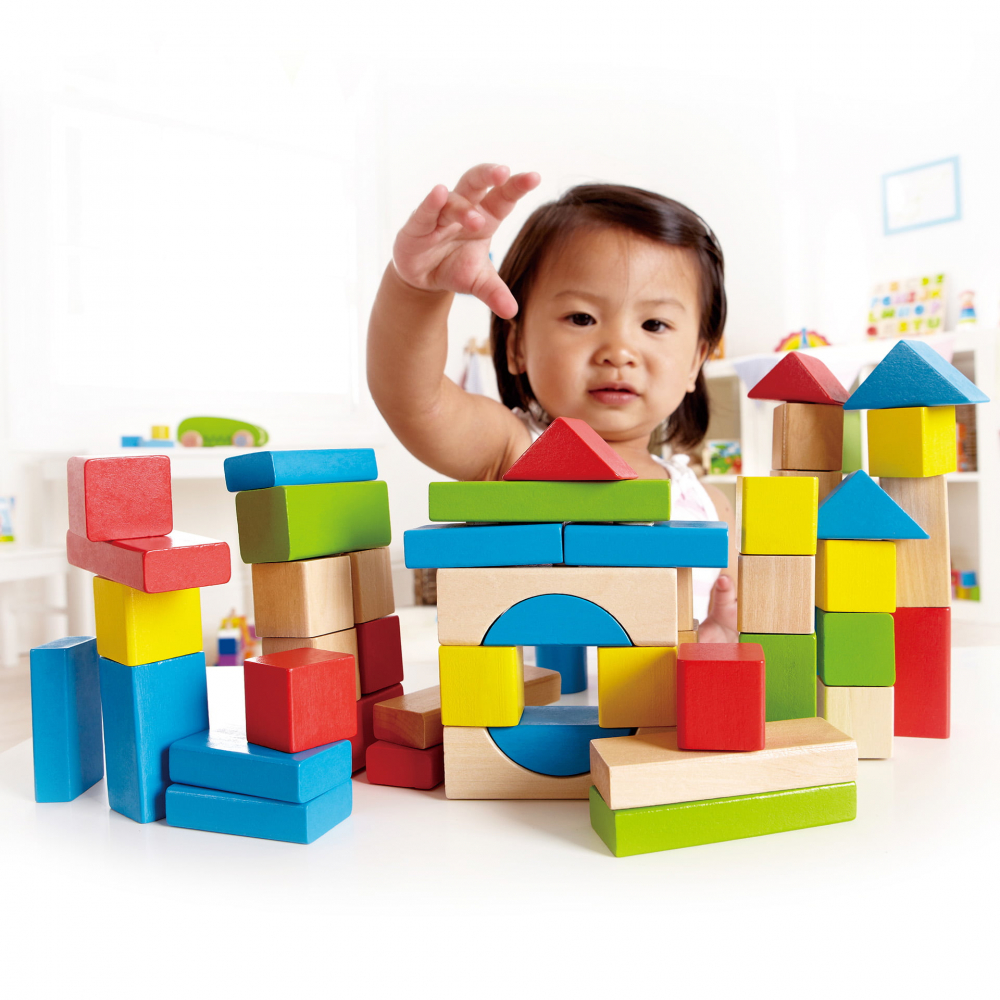 Cuburi din lemn de construit colorate (50 piese) [2]