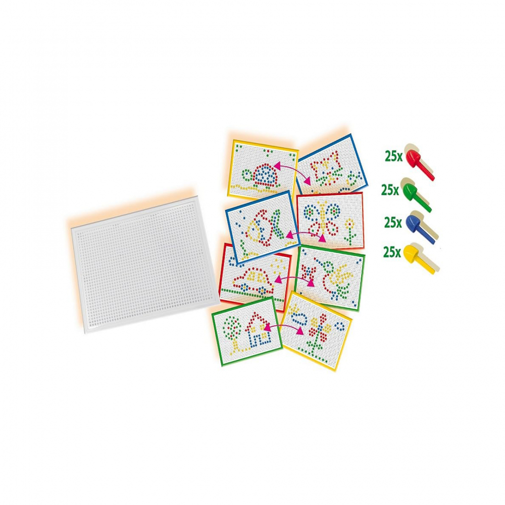 Set creativ mozaic - Tabla de jucarie mozaic cu pini colorati [4]