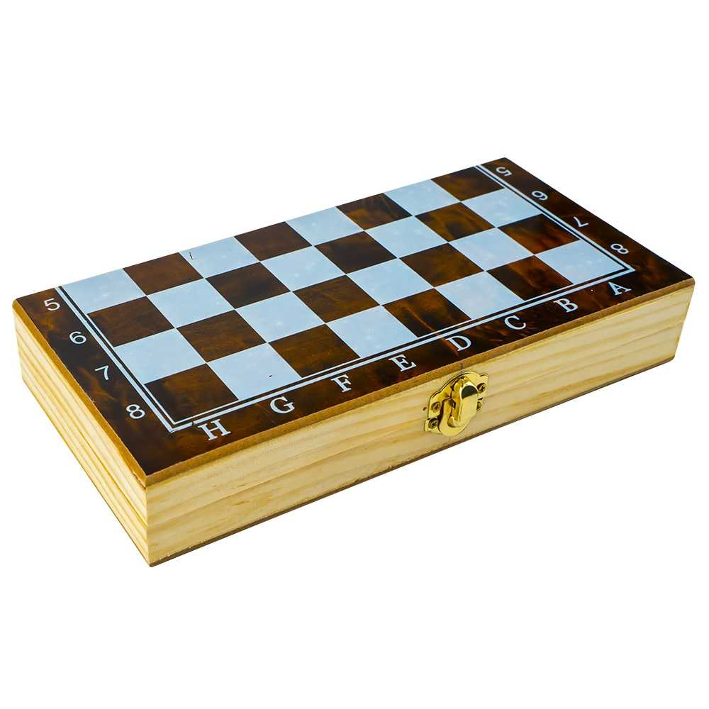 Joc 3 in 1: sah, table, dame! Cutie lemn, 39.5x19.5cm [10]