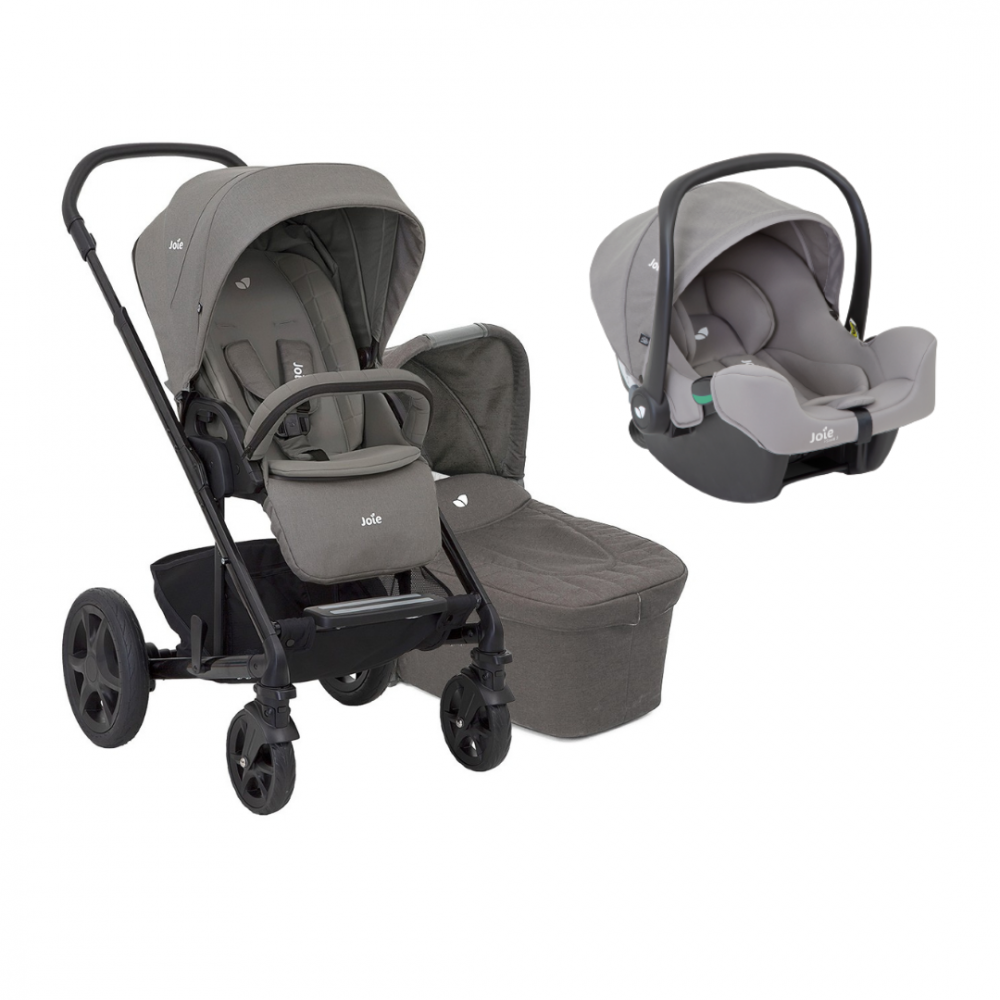 Joie - Carucior pentru copii multifunctional 3 in 1 Chrome Foggy Gray  (Carucior Chrome Foggy Gray + Landou Chrome Foggy Gray + scoica i-Snug Gray Flannel) [1]