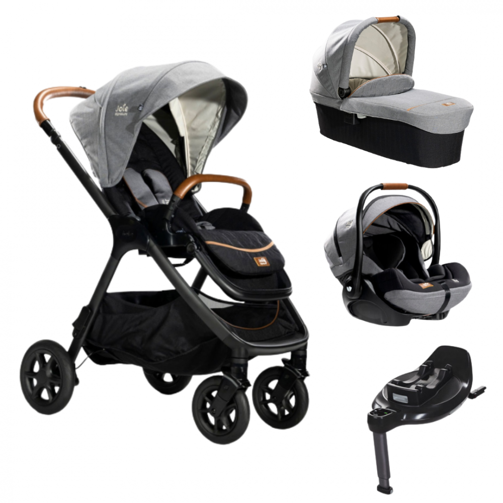 Joie - Carucior pentru copii multifunctional 3 in 1 Finiti Signature Carbon + Baza Isofix Encore (Carucior Finiti Carbon+ Landou Ramble XL Carbon+ scoica i-Level Recline Carbon+ baza isofix Encore)    [1]
