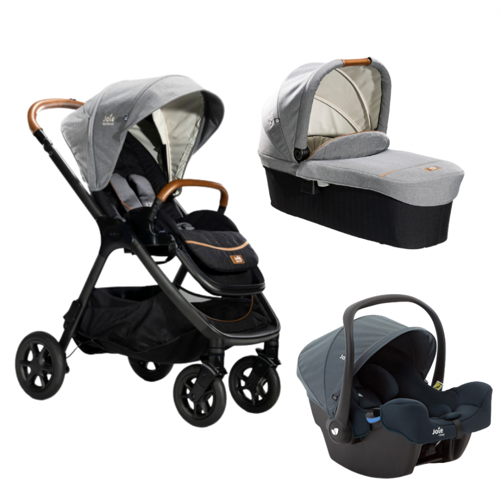 Joie - Carucior pentru copii multifunctional 3 in 1 Finiti Signature Carbon/Lagoon (Carucior Finiti Carbon + Landou Ramble XL Carbon+ scoica i-Snug Lagoon) [1]