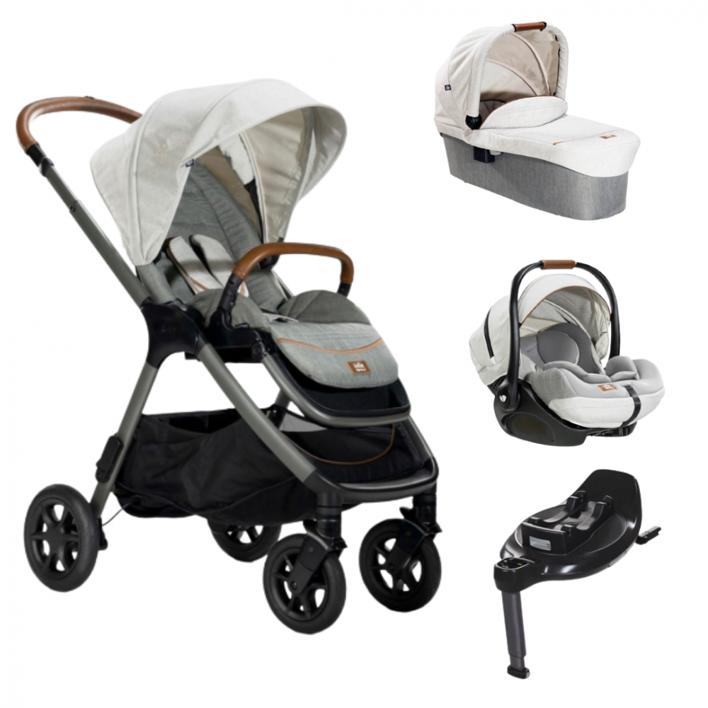 Joie - Carucior pentru copii multifunctional 3 in 1 Finiti Signature Oyster + Baza Isofix Encore (Carucior Finiti Oyster+ Landou Ramble XL Oyster+ scoica i-Level Recline Oyster+ baza isofix Encore)  [1]