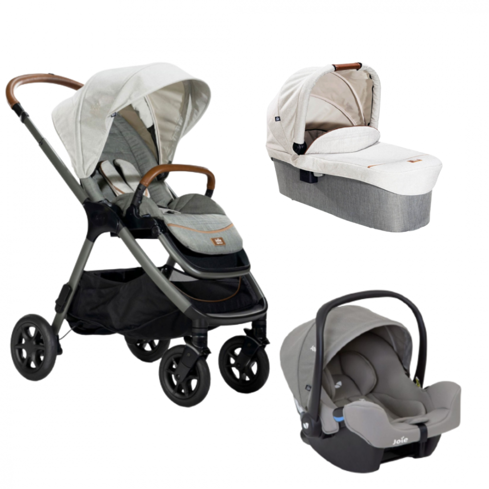 Joie - Carucior pentru copii multifunctional 3 in 1 Finiti Signature Oyster/Gray Flannel (Carucior Finiti Oyster+ Landou Ramble XL Oyster+ Scoica i-Snug Gray Flannel) [1]