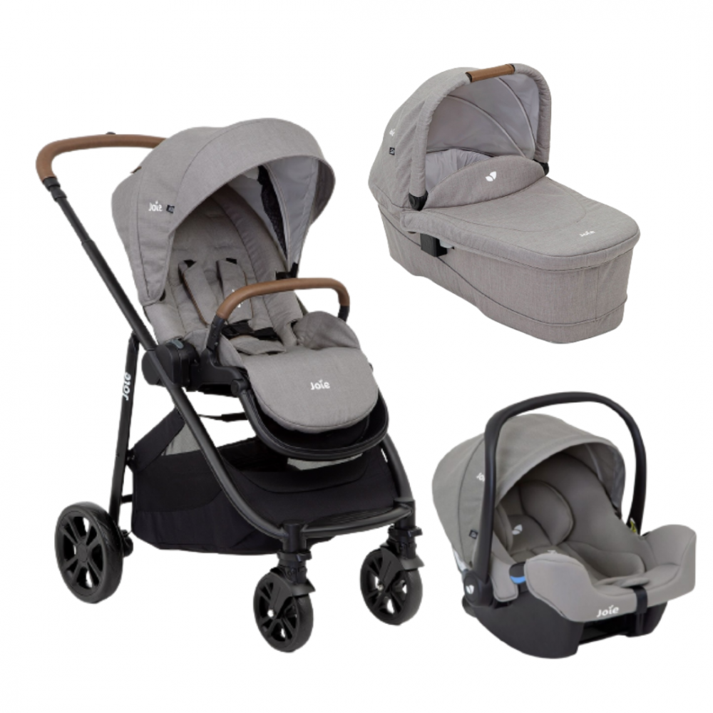 Joie - Carucior pentru copii multifunctional 3 in 1 Versatrax E Gray Flannel (Carucior Versatrax E Gray Flannel+ Landou Ramble xl Gray Flannel+ scoica i-Snug Gray Flannel) [1]