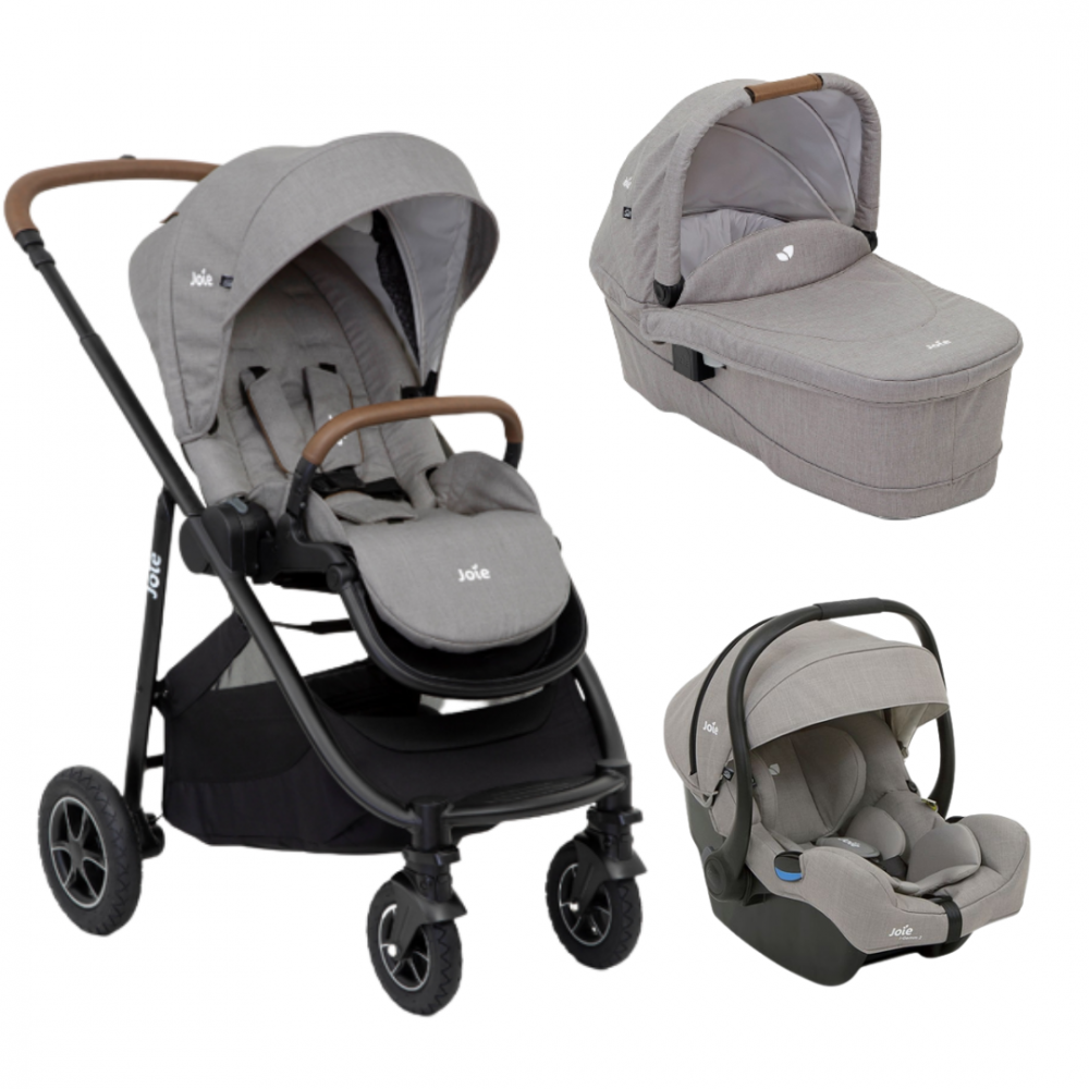 Joie - Carucior pentru copii multifunctional 3 in 1 Versatrax Gray/i-Gemm Pebble (Carucior Versatrax Gray Flannel+ Landou Ramble Gray Flannel + Scoica i-Gemm  Pebble)  [1]