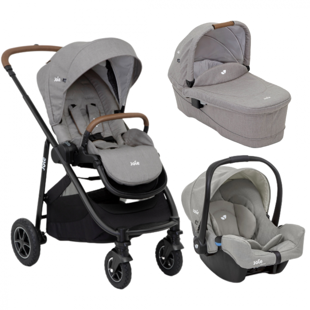 Joie - Carucior pentru copii multifunctional 3 in 1 Versatrax Gray/Pebble (Carucior Versatrax Gray Flannel+ Landou Ramble Gray Flannel + Scoica Gemm Pebble) [1]