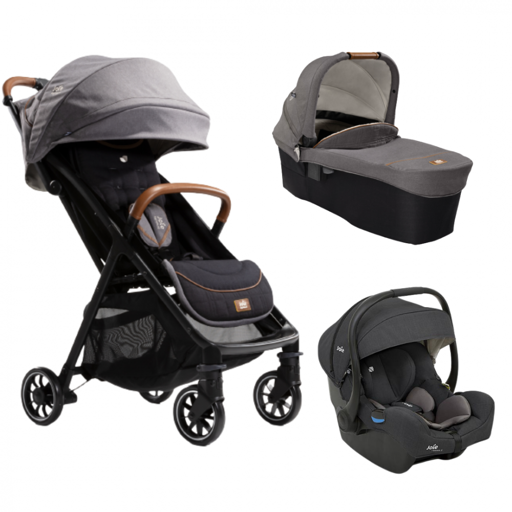 Joie - Carucior pentru copii ultracompact  3 in 1 Parcel Carbon / i-Gemm Shale ( Carucior Parcel Carbon + Landou Ramble XL Carbon + Scoica auto i-Gemm nastere- 85 cm, Shale)  [1]